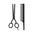 Scissors and comb icon. Hair cut, barber, hairdresser, beauty salon logo. Vector illustration Royalty Free Stock Photo